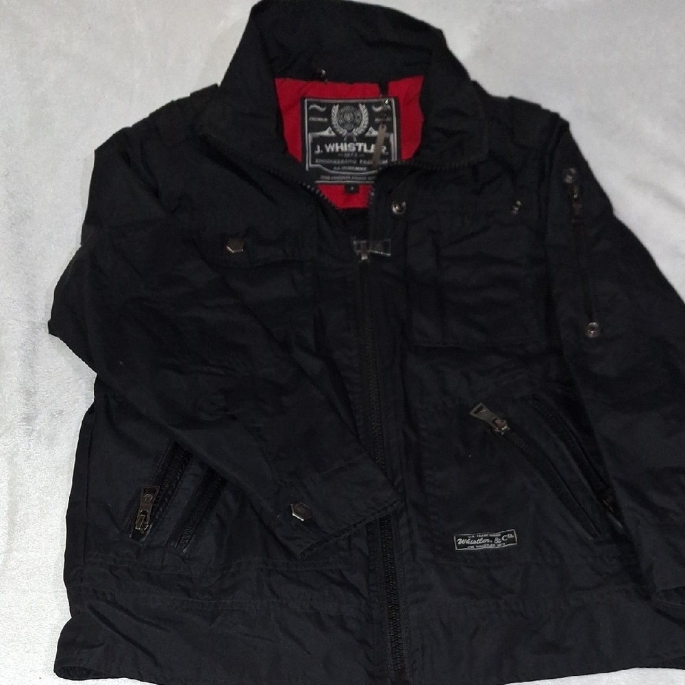 Whistles Black Raincoat with Red Lining